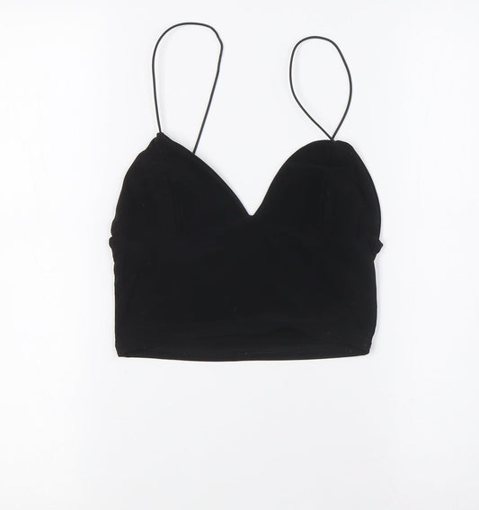 Womens UK Size 8 PRETTYLITTLETHING Black Cropped Blouse