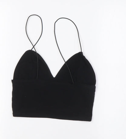 Womens UK Size 8 PRETTYLITTLETHING Black Cropped Blouse