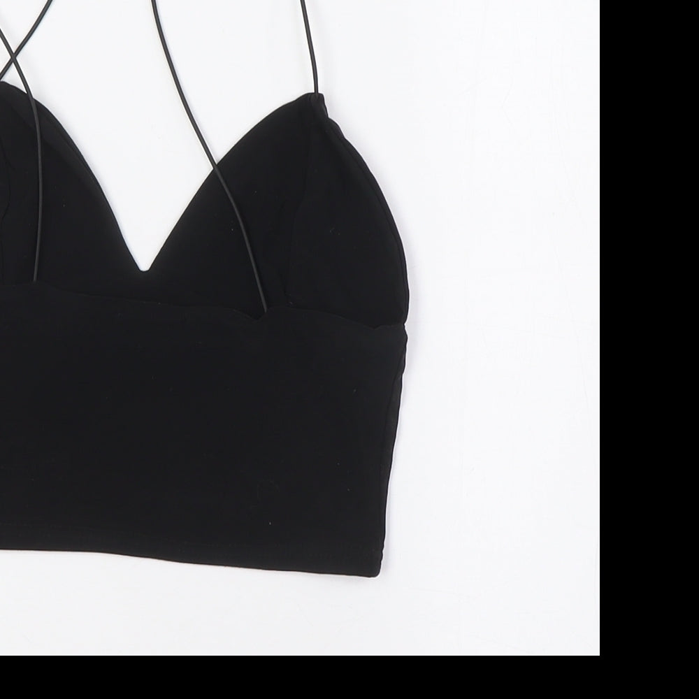 Womens UK Size 8 PRETTYLITTLETHING Black Cropped Blouse