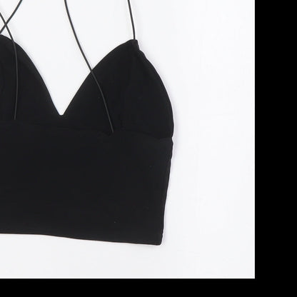 Womens UK Size 8 PRETTYLITTLETHING Black Cropped Blouse