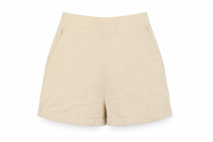 Princess Polly Womens Beige Cotton Basic Shorts Size 6 L3 in Regular - Turn Ups