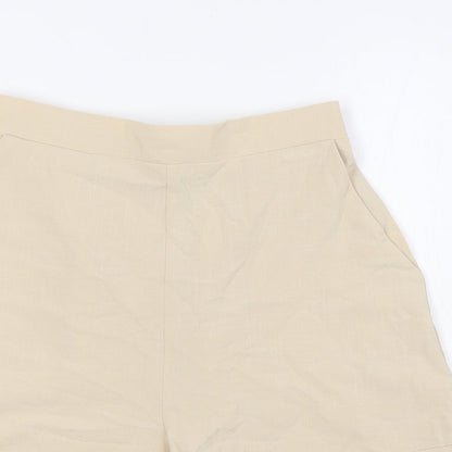 Princess Polly Womens Beige Cotton Basic Shorts Size 6 L3 in Regular - Turn Ups
