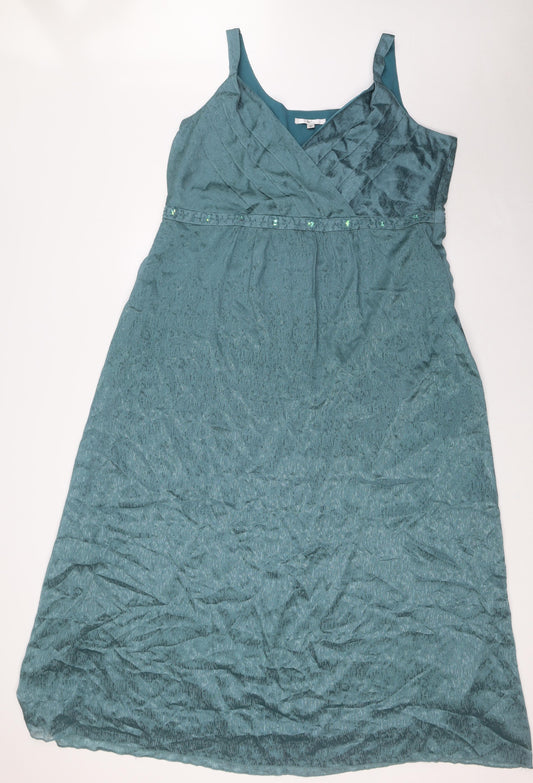 Klass Womens Green Polyester A-Line Size 20 V-Neck Zip - High Empire