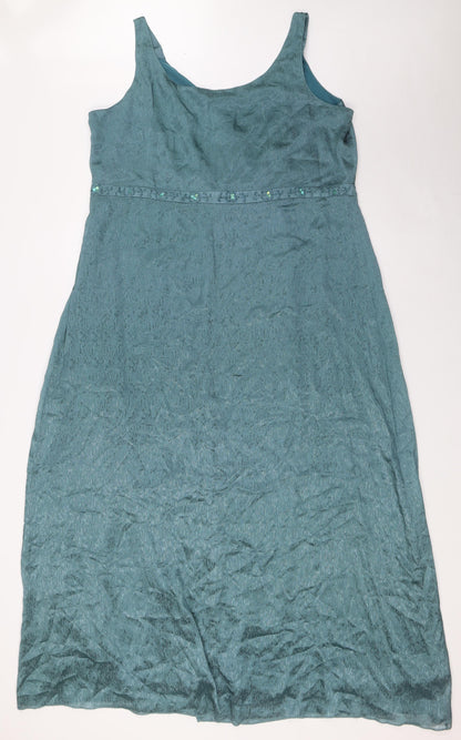 Klass Womens Green Polyester A-Line Size 20 V-Neck Zip - High Empire