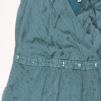 Klass Womens Green Polyester A-Line Size 20 V-Neck Zip - High Empire