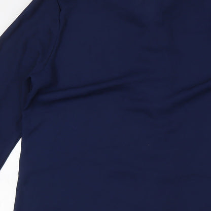 Dress Spot Womens Blue Polyester A-Line Size M Mock Neck Tie - Crochet Trim