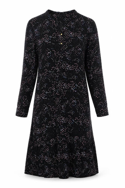 CULTURE Womens Black Viscose A-Line Size M V-Neck Button - Tiered