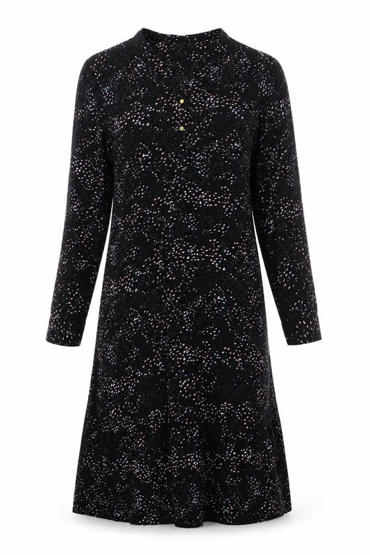 CULTURE Womens Black Viscose A-Line Size M V-Neck Button - Tiered