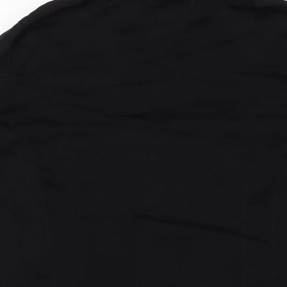 Ti MO Womens Black Silk Basic Button-Up Size M Collared - Embellished Collar