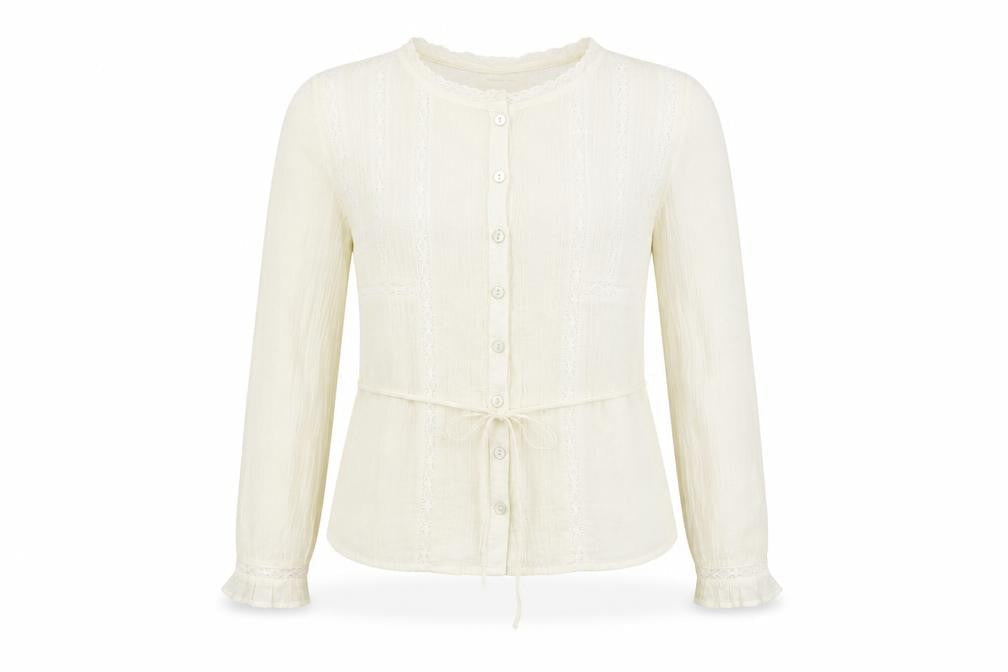 Womens UK Size XS Urban Outfitters Ivory Basic Blouse