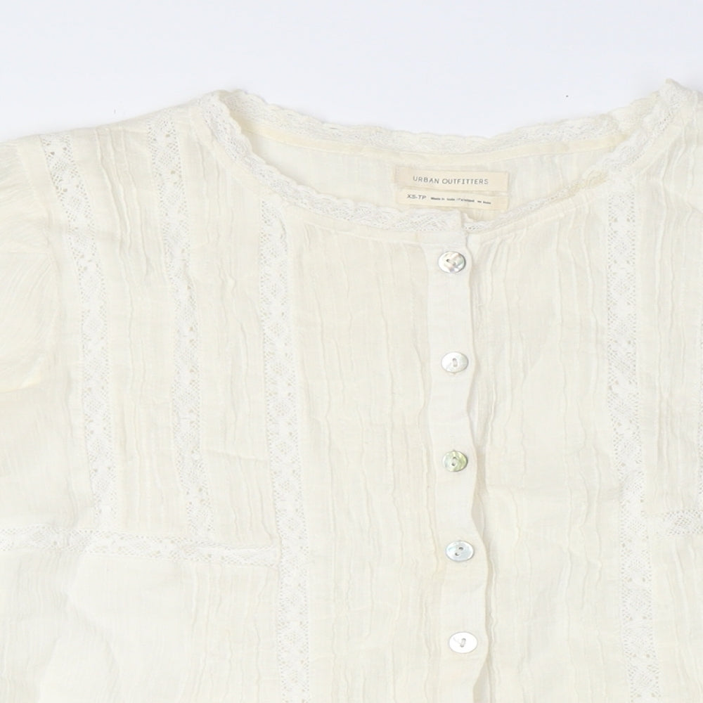 Womens UK Size XS Urban Outfitters Ivory Basic Blouse