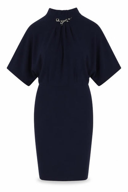 Norm Womens Blue Viscose A-Line Size 10 Mock Neck Zip