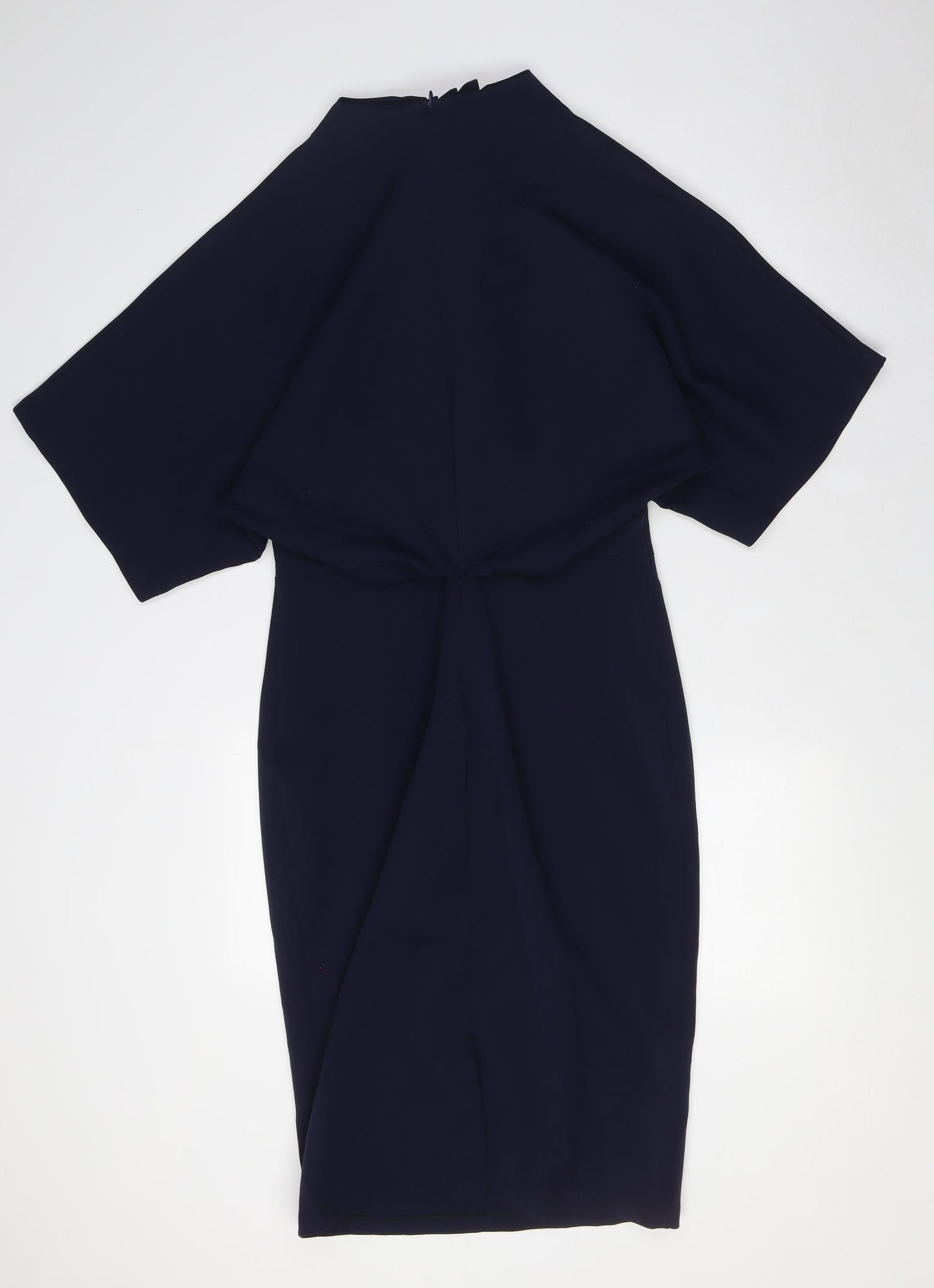 Norm Womens Blue Viscose A-Line Size 10 Mock Neck Zip