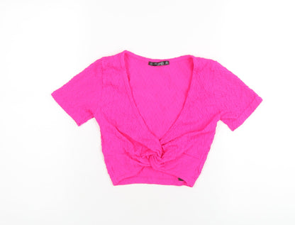 Womens UK Size XS Dunnes Stores Pink Cropped T-Shirt