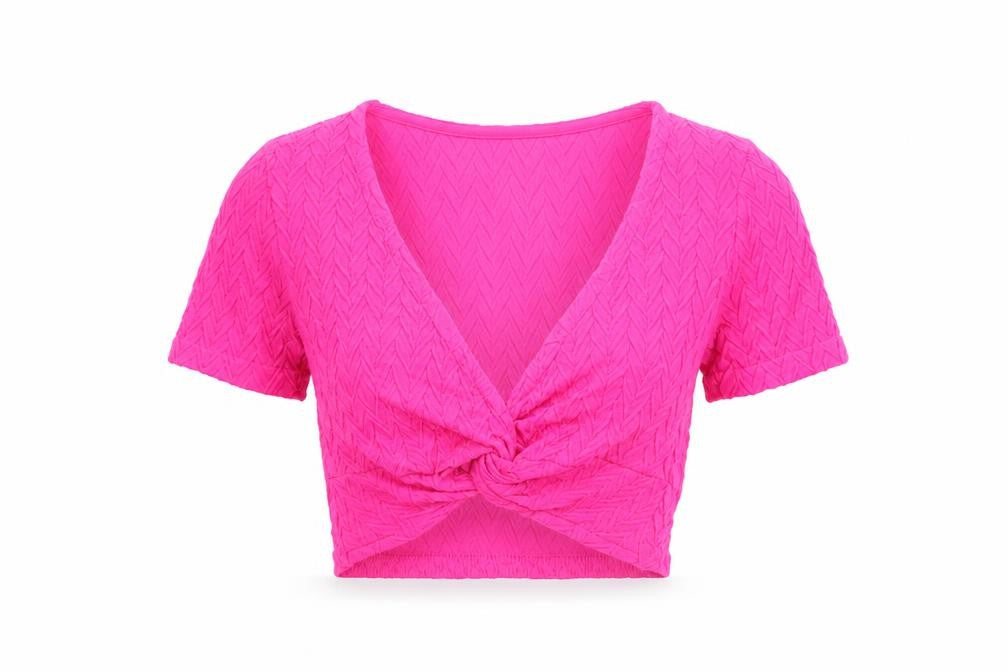 Womens UK Size XS Dunnes Stores Pink Cropped T-Shirt