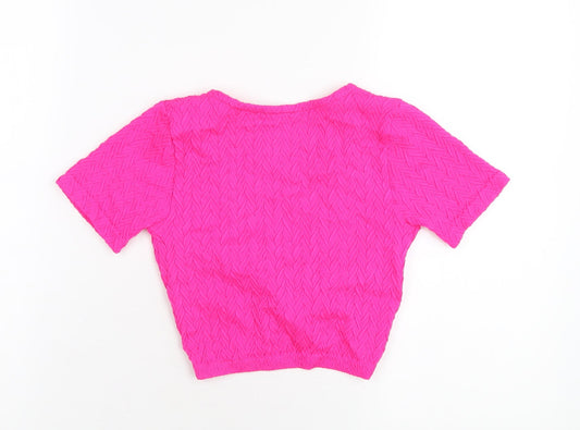Womens UK Size XS Dunnes Stores Pink Cropped T-Shirt