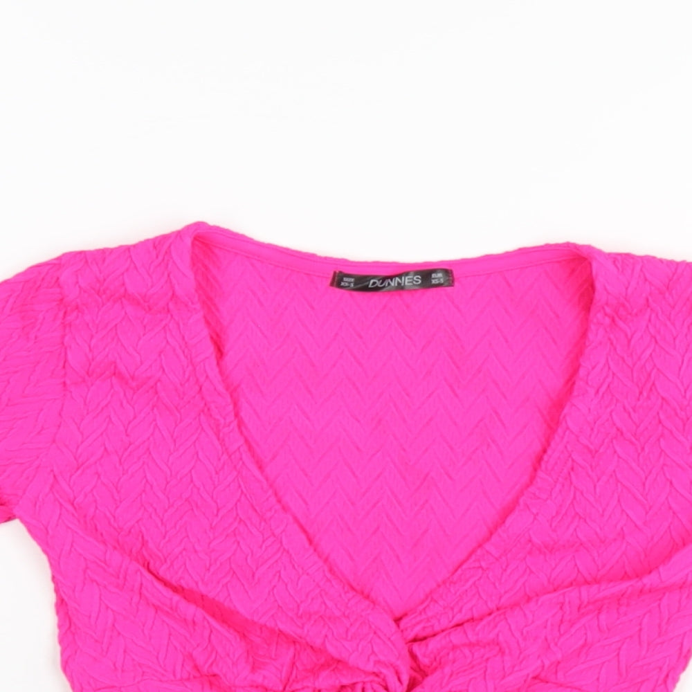 Womens UK Size XS Dunnes Stores Pink Cropped T-Shirt