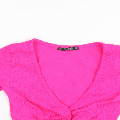 Womens UK Size XS Dunnes Stores Pink Cropped T-Shirt