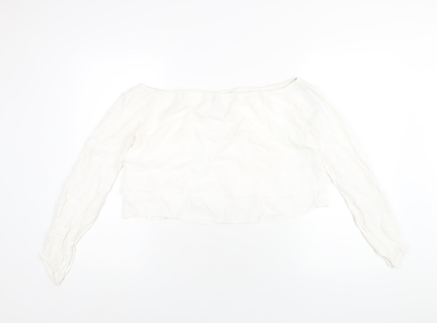 FOREVER 21 Womens White Viscose Basic T-Shirt Size M Off the Shoulder