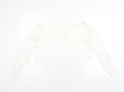 FOREVER 21 Womens White Viscose Basic T-Shirt Size M Off the Shoulder