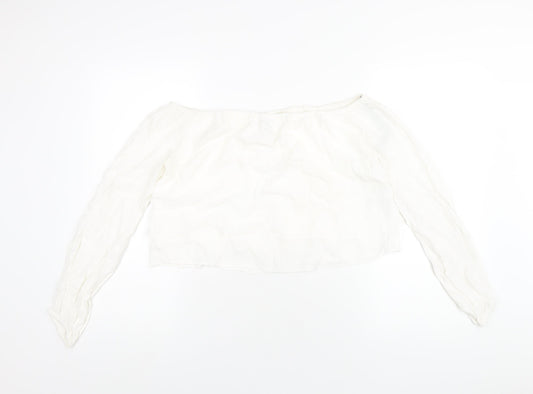 FOREVER 21 Womens White Viscose Basic T-Shirt Size M Off the Shoulder