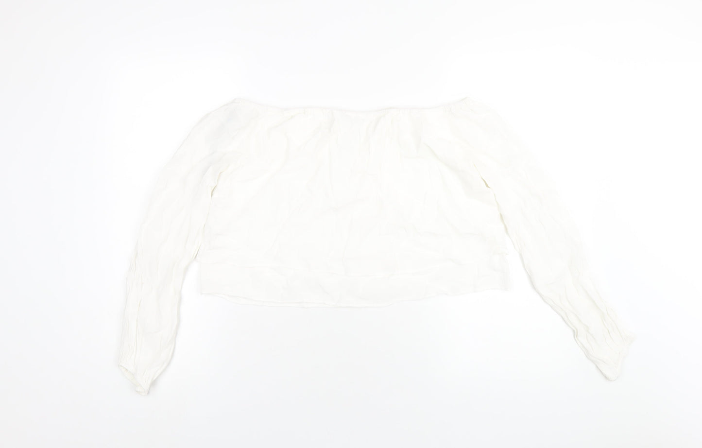 FOREVER 21 Womens White Viscose Basic T-Shirt Size M Off the Shoulder