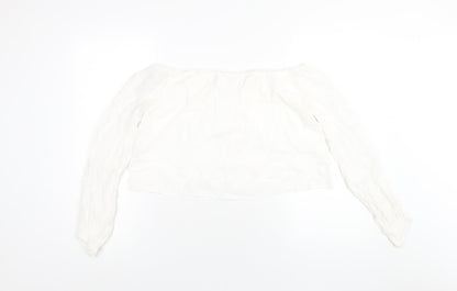 FOREVER 21 Womens White Viscose Basic T-Shirt Size M Off the Shoulder