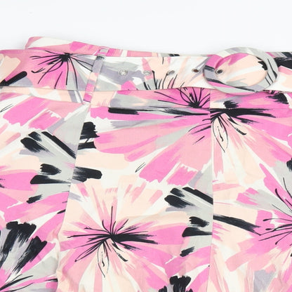 Debenhams Womens Pink Geometric Cotton A-Line Skirt Size 12 Zip