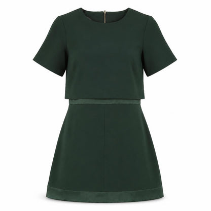 Topshop Womens Green Polyester A-Line Size 8 Round Neck Zip
