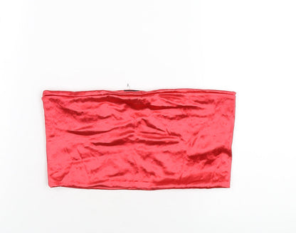 Womens UK Size 14 Topshop Red Cropped T-Shirt