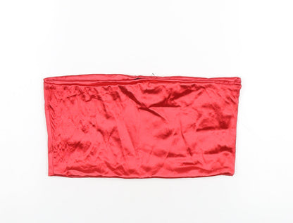 Womens UK Size 14 Topshop Red Cropped T-Shirt
