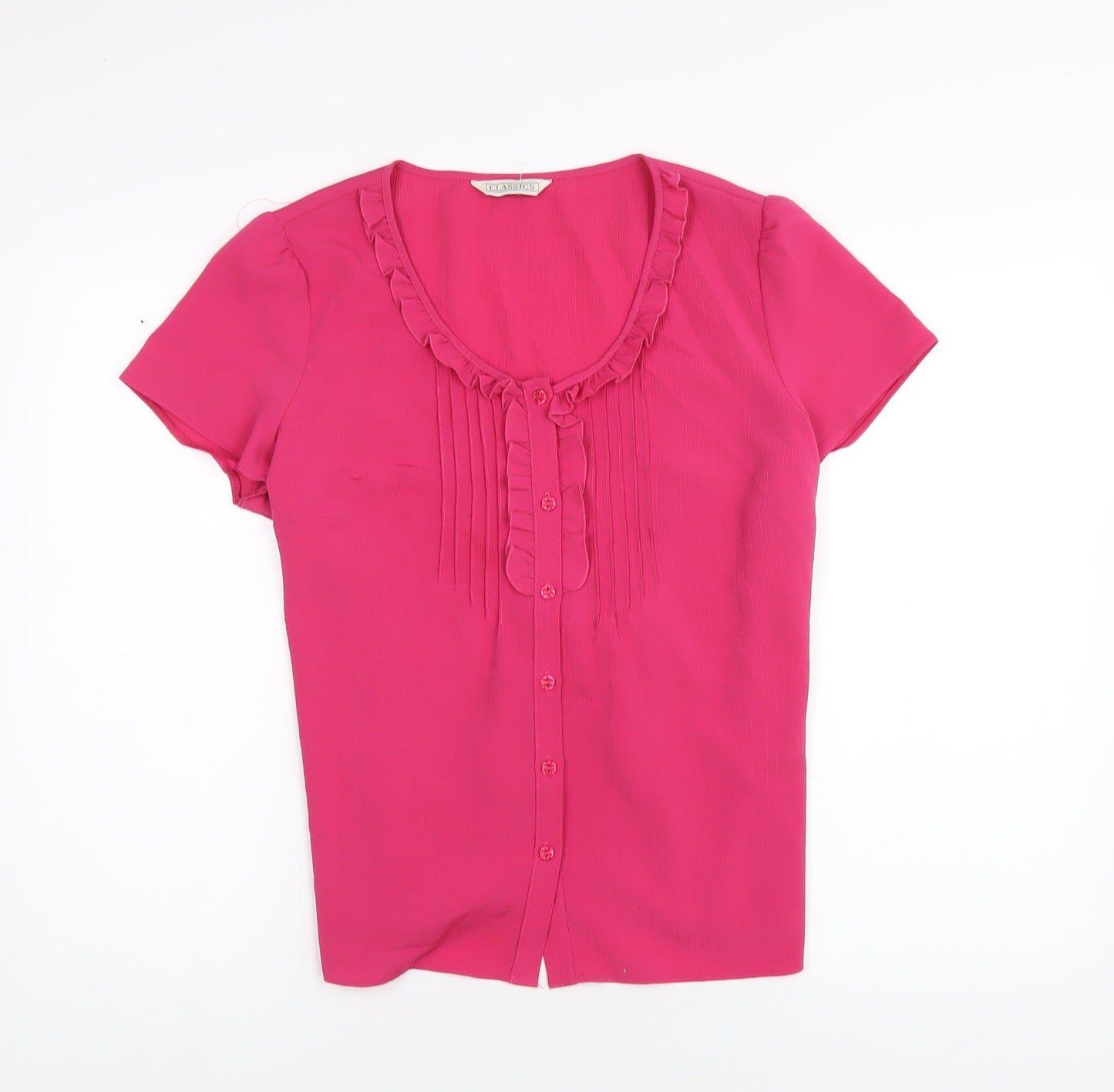 Womens UK Size 16 Classic Pink Basic Button-Up