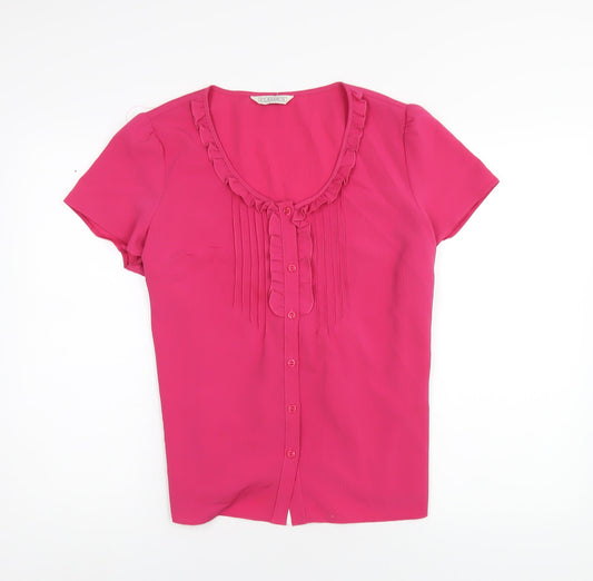 Womens UK Size 16 Classic Pink Basic Button-Up