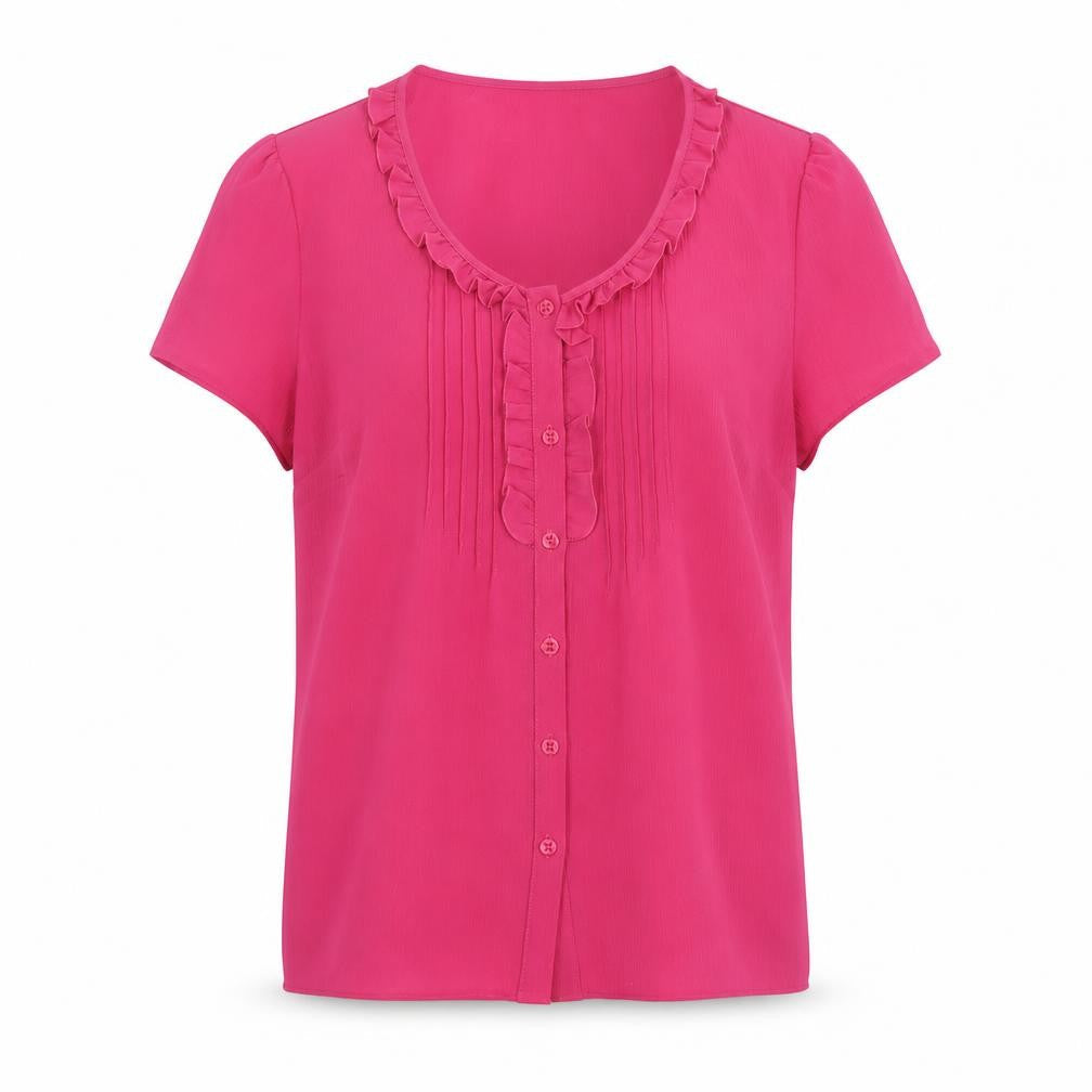 Womens UK Size 16 Classic Pink Basic Button-Up