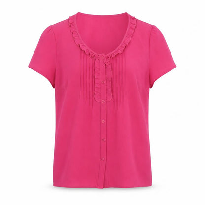 Womens UK Size 16 Classic Pink Basic Button-Up