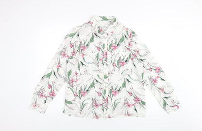 Womens UK Size 12 Classic White Basic Button-Up