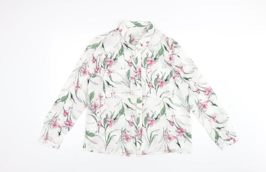 Womens UK Size 12 Classic White Basic Button-Up
