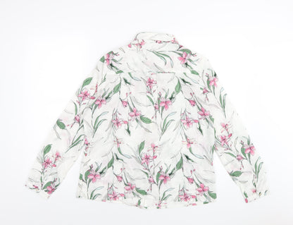 Womens UK Size 12 Classic White Basic Button-Up