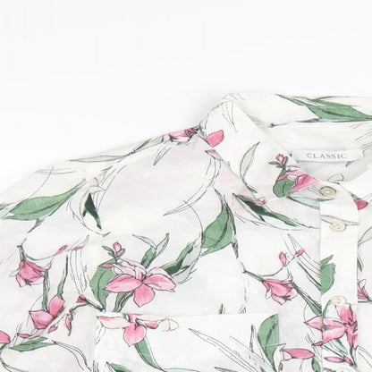 Womens UK Size 12 Classic White Basic Button-Up