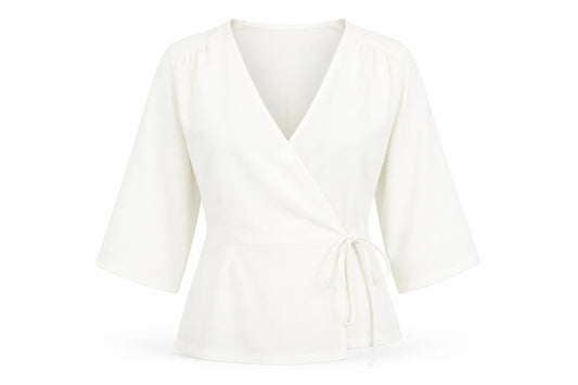 Boohoo Womens White Polyester Wrap Blouse Size 14 V-Neck