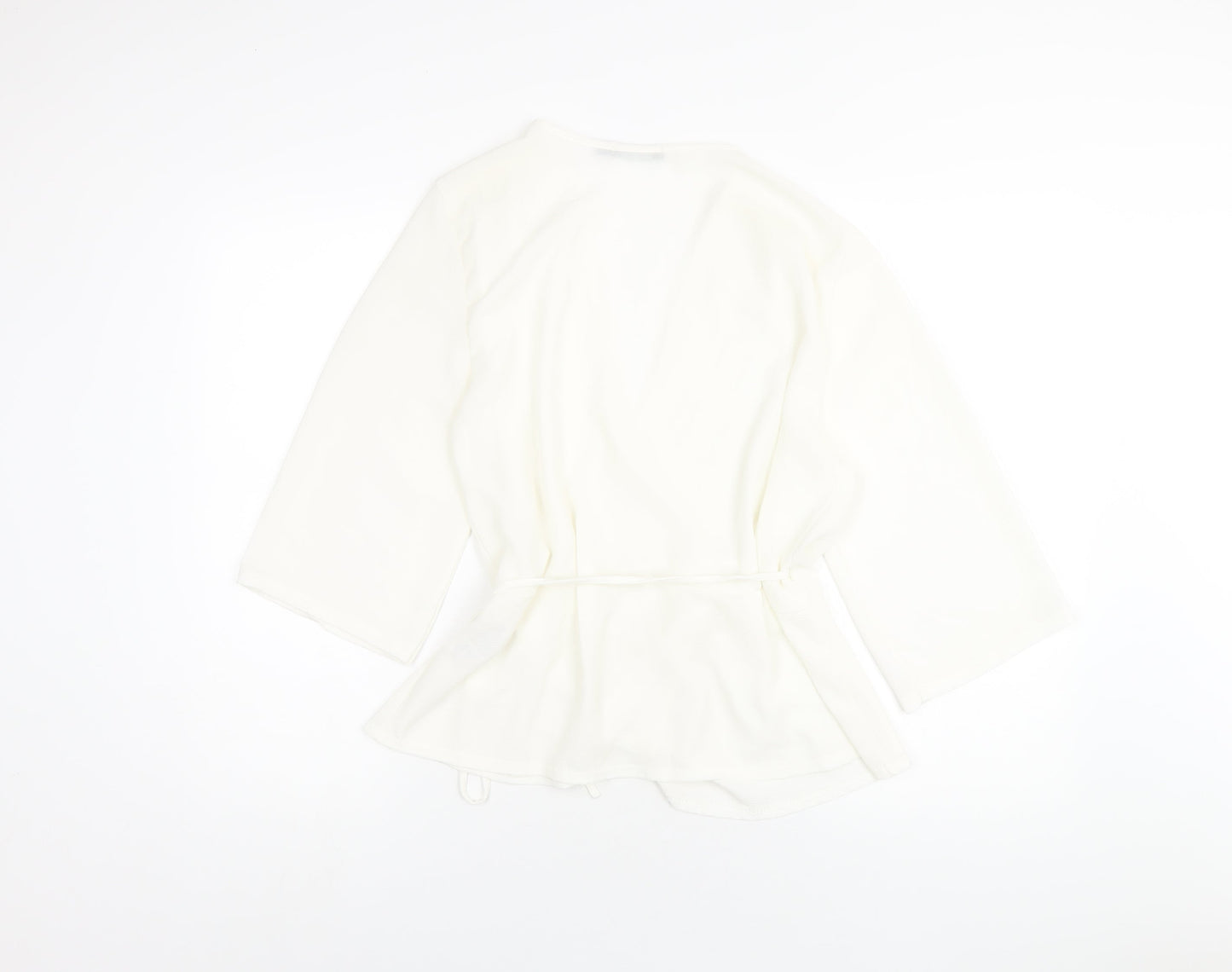 Boohoo Womens White Polyester Wrap Blouse Size 14 V-Neck