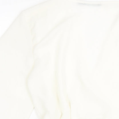 Boohoo Womens White Polyester Wrap Blouse Size 14 V-Neck