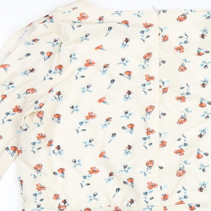 PRETTYLITTLETHING Womens Ivory Floral Polyester Playsuit One-Piece Size 4 Zip