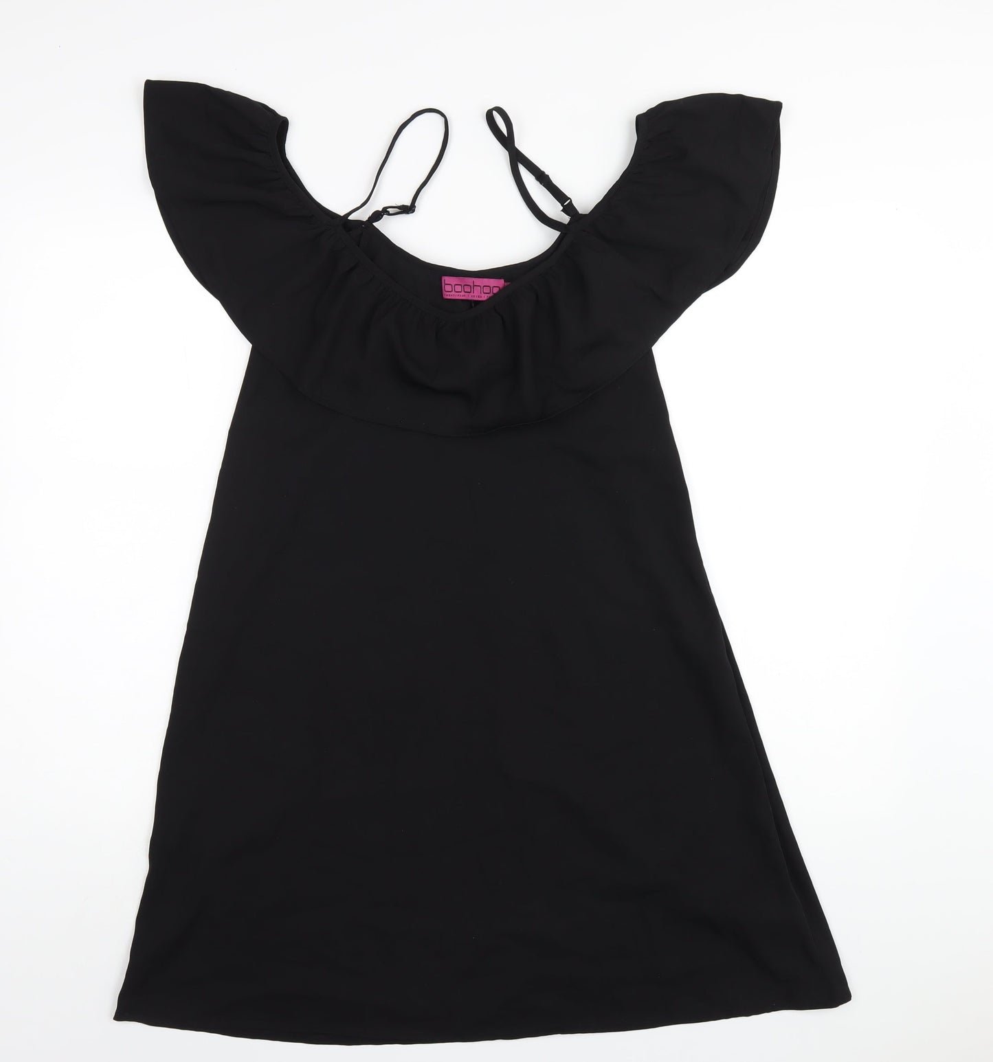 Boohoo Womens Black Polyester A-Line Size 12 Scoop Neck Pullover