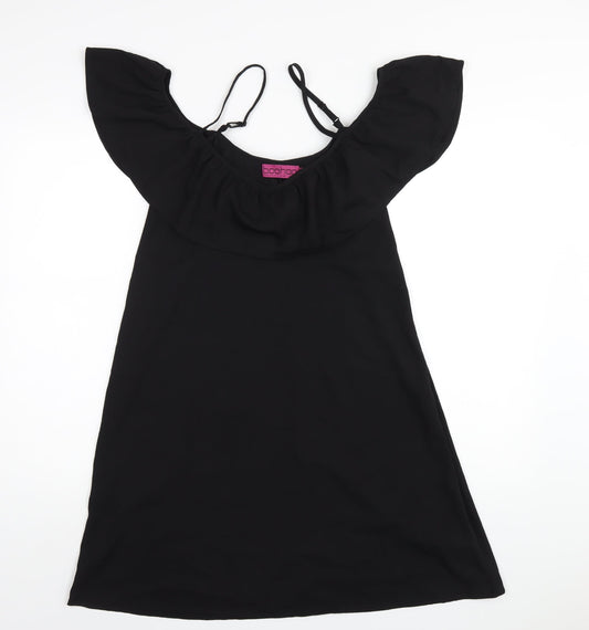 Boohoo Womens Black Polyester A-Line Size 12 Scoop Neck Pullover