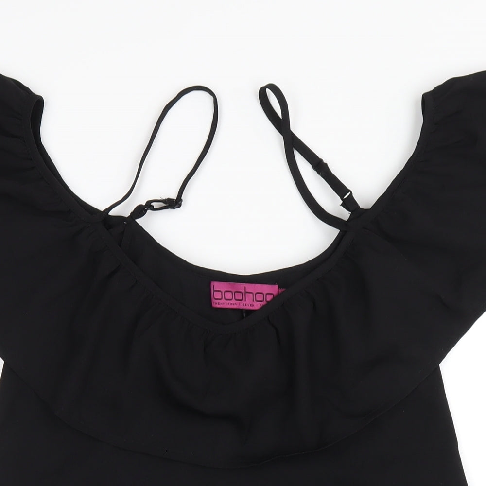 Boohoo Womens Black Polyester A-Line Size 12 Scoop Neck Pullover