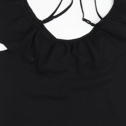 Boohoo Womens Black Polyester A-Line Size 12 Scoop Neck Pullover