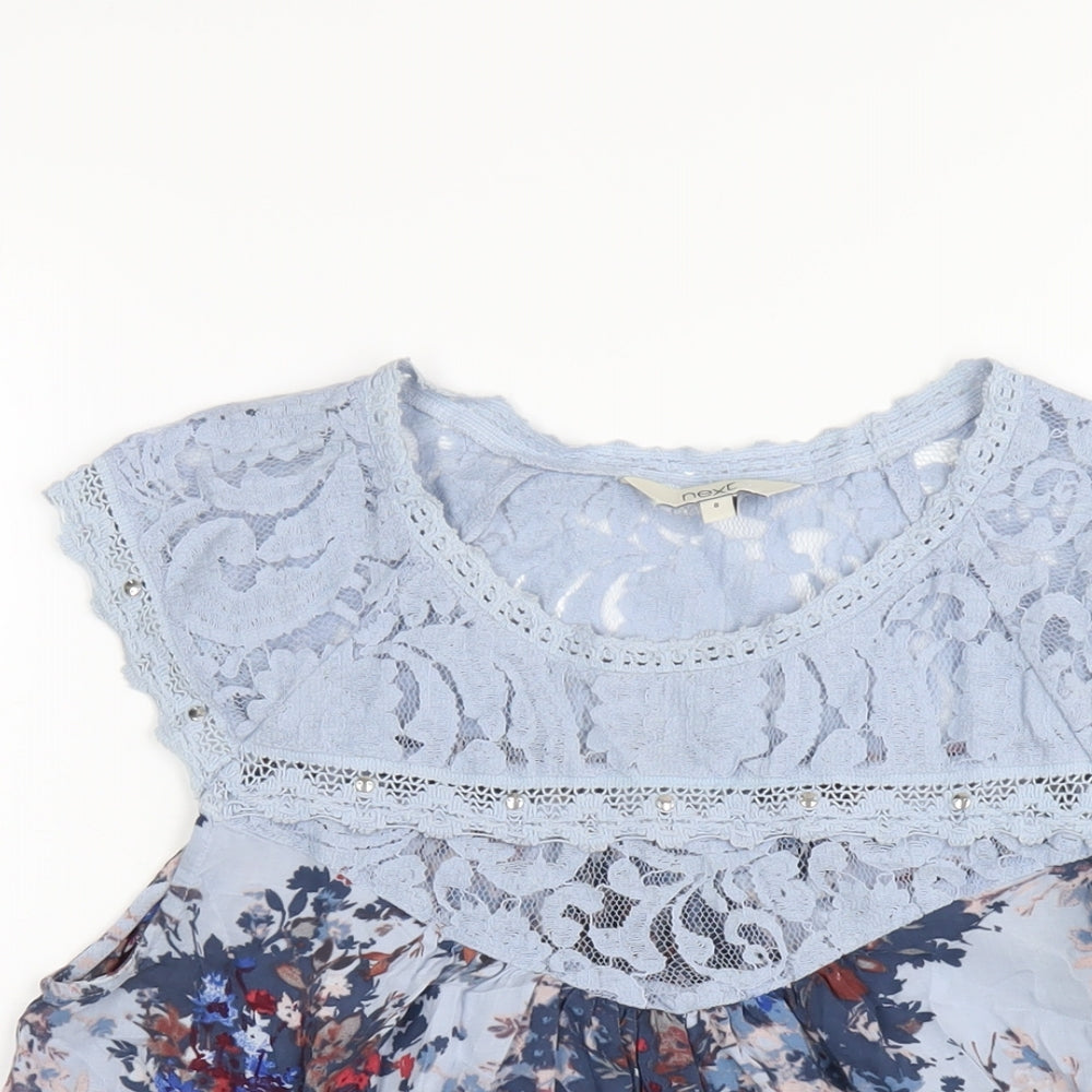 Womens UK Size 8 NEXT Blue Basic Blouse