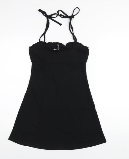 H&M Womens Black Polyester A-Line Size XS Square Neck Pullover