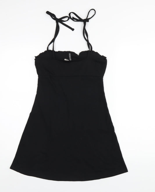 H&M Womens Black Polyester A-Line Size XS Square Neck Pullover